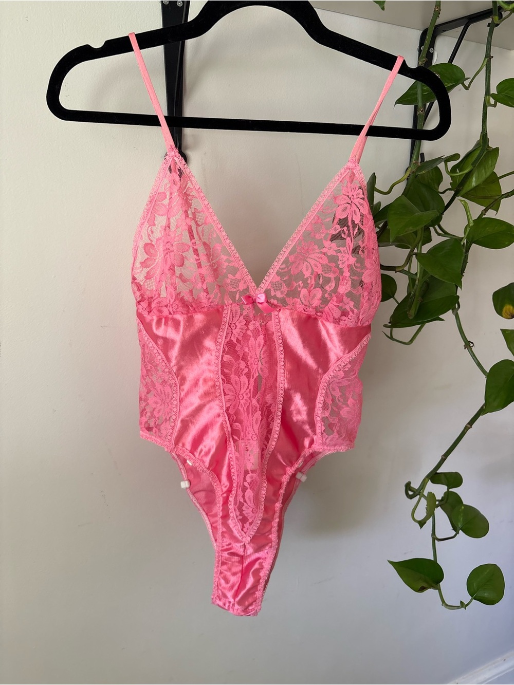 Pink Lace & Satin Women’s Teddy Bodysuit